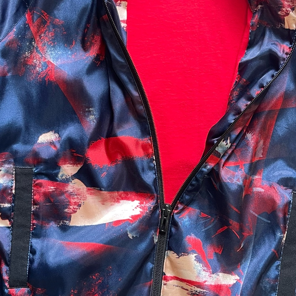 ADIDAS Women’s Bomber Colorful Jacket Small Full Zip Blue Red Camouflage - Picture 5 of 9